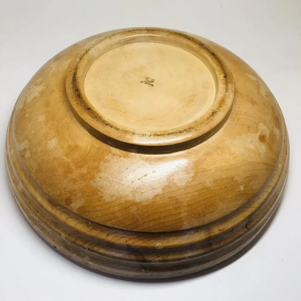 Antique Vintage Round Wooden Fruit / Salad / Dough Bowl, 11